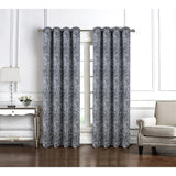 RT Designer Collection Cambridge Jacquard Luxurious Decorative Grommet Curtain Panel 54" x 90" Charcoal