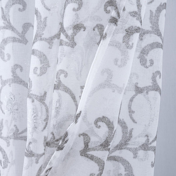 RT Designers Collection Crown Grommet Sheer Metallic Printed Doily Curtain Panel