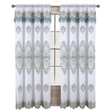 RT Designers Collection Dayton Emb Attached Valance Backing Blackout Window Curtains 50" x 84" White/Teal