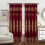 RT Designers Collection Daisy Embroidery Grommet Curtain Panel With Attached Valance 54" x 84" Brgundy/Gold