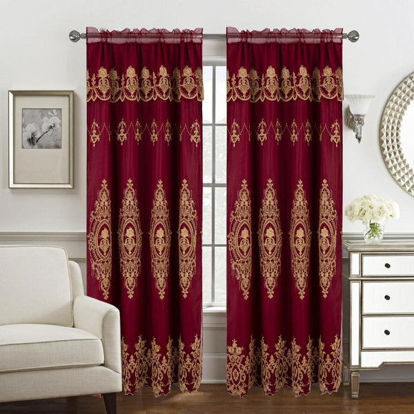 RT Designers Collection Daisy Embroidery Grommet Curtain Panel With Attached Val