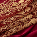 RT Designers Collection Daisy Embroidery Grommet Curtain Panel With Attached Valance 54" x 84" Brgundy/Gold