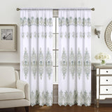 RT Designers Collection Daisy Embroidery Grommet Curtain Panel With Attached Valance 54" x 84" Ivory/Teal