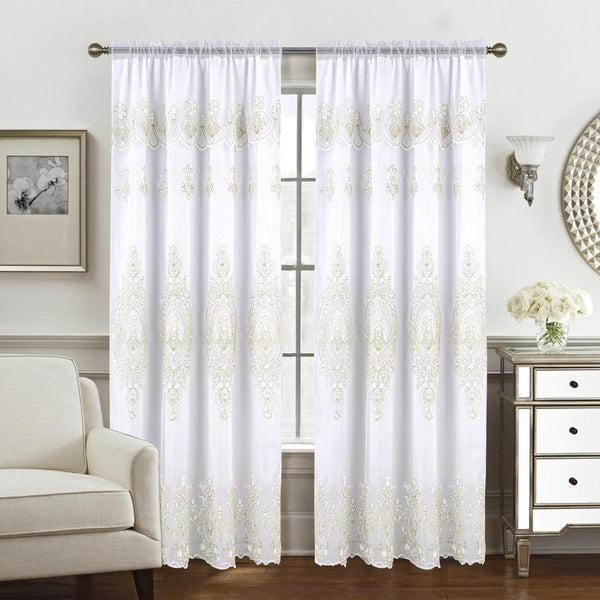 RT Designers Collection Daisy Embroidery Grommet Curtain Panel With Attached Val