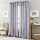 RT Designers Collection Dexter Linen Texture Grommet Light Filtering Window Curtain Panel Silver