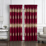 RT Designers Collection Debbie Macrame Construction 3" Rod Pocket Curtain Panel Burg/Gold