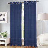 Olivia Gray Erica Doily Stripe Grommet Panel Pair - 54x90", Navy