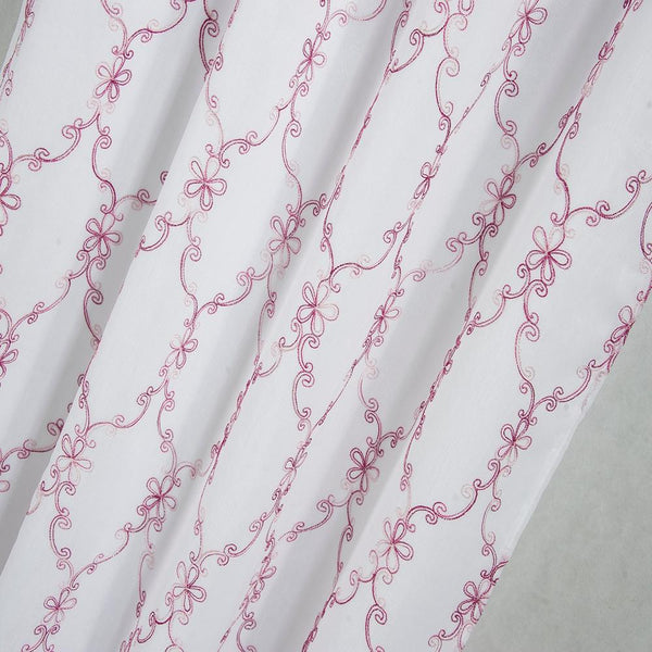 Olivia Gray Fleur Embroidered Rod Pocket Single Curtain Panel With 18" Valance -