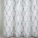 Olivia Gray Fleur Embroidered Rod Pocket Single Curtain Panel With 18" Valance - 54x84", Silver