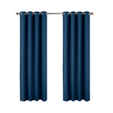 Olivia Gray 100% Polyester 250 GSM Basket Weave Ian Luxury Jacquard Blackout Grommet Curtain Panel Blue