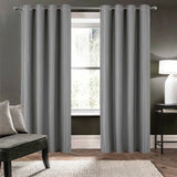Olivia Gray 100% Polyester 250 GSM Basket Weave Ian Luxury Jacquard Blackout Grommet Curtain Panel Grey