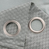 Olivia Gray 100% Polyester 250 GSM Basket Weave Ian Luxury Jacquard Blackout Grommet Curtain Panel Grey
