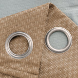 Olivia Gray 100% Polyester 250 GSM Basket Weave Ian Luxury Jacquard Blackout Grommet Curtain Panel Taupe
