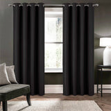 Olivia Gray 100% Polyester 250 GSM Basket Weave Ian Luxury Jacquard Blackout Grommet Curtain Panel Black