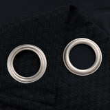 Olivia Gray 100% Polyester 250 GSM Basket Weave Ian Luxury Jacquard Blackout Grommet Curtain Panel Black