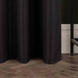 Olivia Gray 100% Polyester 250 GSM Basket Weave Ian Luxury Jacquard Blackout Grommet Curtain Panel Black
