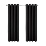 Olivia Gray 100% Polyester 250 GSM Basket Weave Ian Luxury Jacquard Blackout Grommet Curtain Panel Black