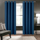 Olivia Gray 100% Polyester 250 GSM Basket Weave Ian Luxury Jacquard Blackout Grommet Curtain Panel Blue