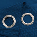 Olivia Gray 100% Polyester 250 GSM Basket Weave Ian Luxury Jacquard Blackout Grommet Curtain Panel Blue