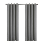 Olivia Gray 100% Polyester 250 GSM Basket Weave Ian Luxury Jacquard Blackout Grommet Curtain Panel Grey