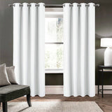 Olivia Gray 100% Polyester 250 GSM Basket Weave Ian Luxury Jacquard Blackout Grommet Curtain Panel White