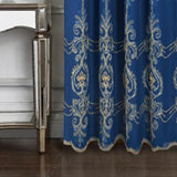 RT Designers Collection Jayla Stylish & Premium Embroidered Curtain Panel 54" x 90" Navy