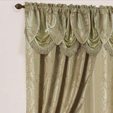 Olivia Gray Kenyon Damask Textured Jacquard 54 x 84 in. Single Rod Pocket Curtain Panel w/ Attached 18 in. Valance in Taupe