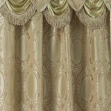Olivia Gray Kenyon Damask Textured Jacquard 54 x 84 in. Single Rod Pocket Curtain Panel w/ Attached 18 in. Valance in Taupe