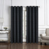 RT Designer Collection Kensington Jacquard Foam Backed Luxurious Decorative Grommet Curtain Panel Black