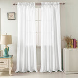 RT Designers Collection 100% Polyester 82 GSM Faux Silk Nikki Rod Pocket Curtain Panel White