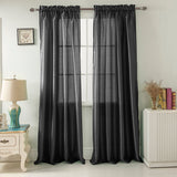 RT Designers Collection 100% Polyester 82 GSM Faux Silk Nikki Rod Pocket Curtain Panel 54" x 90" Black