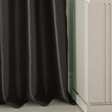 RT Designers Collection 100% Polyester 82 GSM Faux Silk Nikki Rod Pocket Curtain Panel 54" x 90" Black