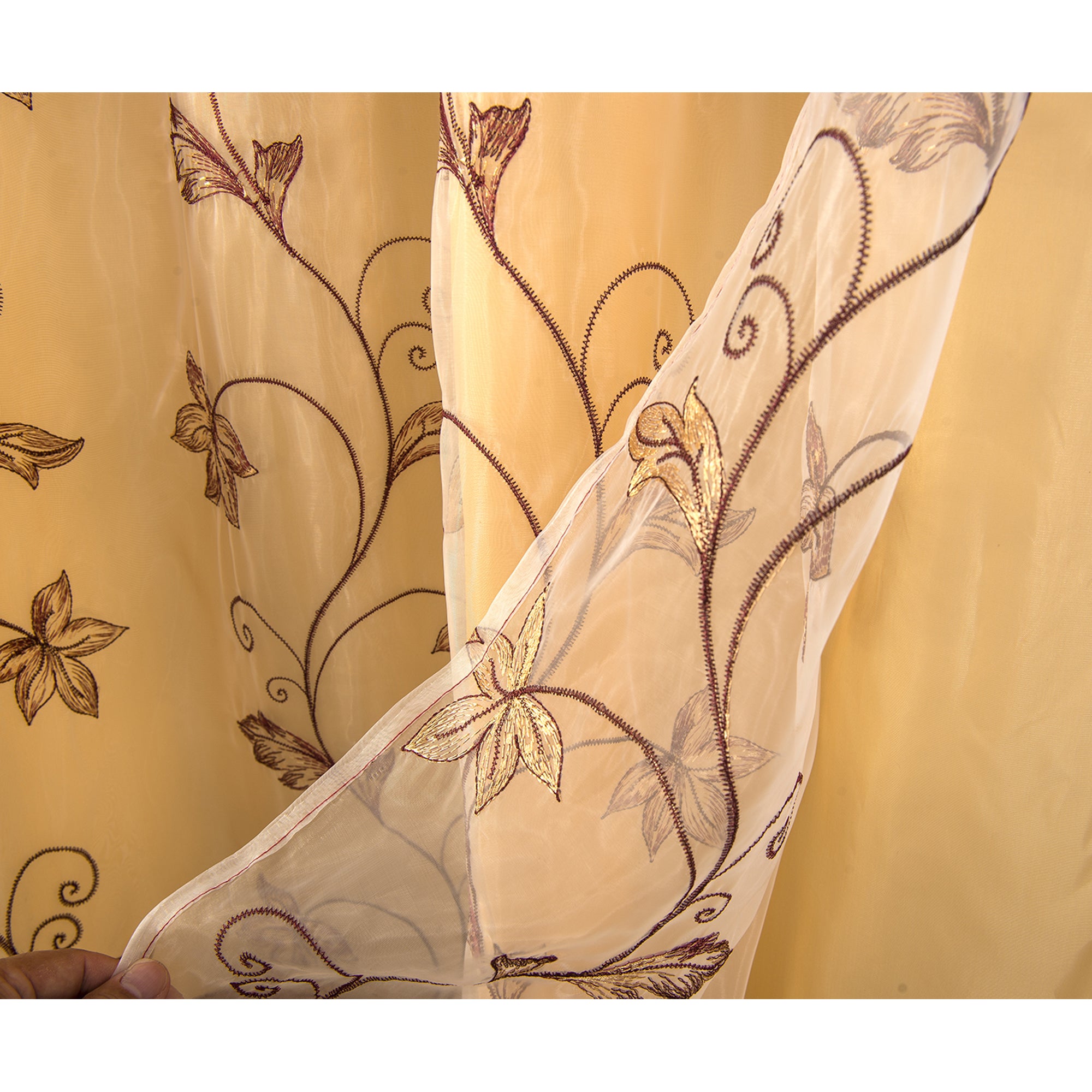 Pia Embroidered Panel With Double Valance - RT Designers Collection