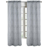 RT Designers Collection Pearl Emb Metallic Doily Rod Pocket Room Darkening Window Curtain Panel for Bedroom Silver