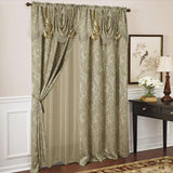 RT Designers Collection Rosalie Floral Damask Jacquard Curtain Panel with Valance 54" x 84" Taupe