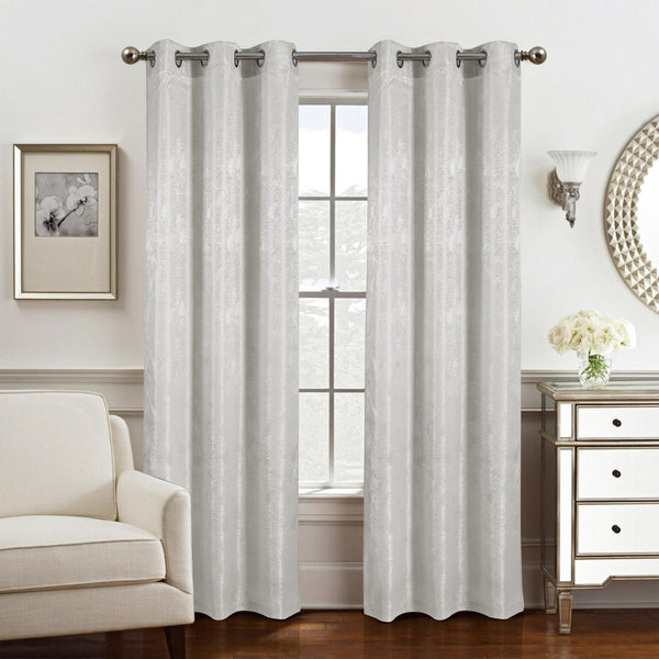 RT Designers Collection Roxy Two Tone Jacquard Curtain Panel Pair 36" x 84" Silv
