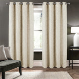 RT Designers Collection 100% Polyester 270 GSM Reba Luxury Jacquard Blackout Grommet Curtain Panel 54" x 90" Ivory