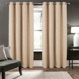 RT Designers Collection 100% Polyester 270 GSM Reba Luxury Jacquard Blackout Grommet Curtain Panel 54" x 90" Taupe