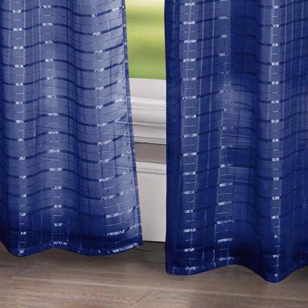Wanda Box Voile 2-Piece Light Filtering Curtain 36" X 84" Navy Blue by Rt Design