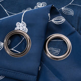 RT Designer Collection Lilian 2 Pack Embroidered Blackout Luxurious Decorative Grommet Curtain Panel 36" x 84" Navy