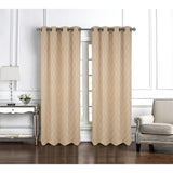 RT Designer Collection Gable 2 Pack Embroidered Blackout Luxurious Decorative Grommet Curtain Panel 36" x 84" Beige