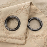 RT Designer Collection Gable 2 Pack Embroidered Blackout Luxurious Decorative Grommet Curtain Panel 36" x 84" Beige