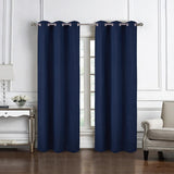RT Designer Collection Cleo Jacquard Grommet 2 Pack Luxurious Modern Design Curtain Panel 36" x 84" Navy