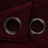 RT Designer Collection Percy Jacquard Luxurious Decorative Grommet 2 Pack Curtain Panel  36" x 84" Burgundy