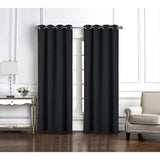 RT Designer Collection Delmar 2 Pack Luxurious Decorative Grommet Curtain Panel 54" x 84" Black