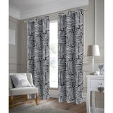 RT Designer Collection Ashton Print 2 Pack Blackout Grommet Luxurious Modern Design Curtain Panel 36" x 84" Black