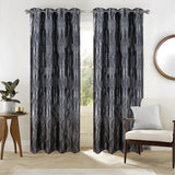 RT Designers Collection Hailey Halo Foil Blackout Polyester Grommet 2 Pack Window Curtain Panel Set 36" x 84" Black