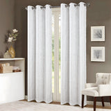 RT Designers Collection Brighton Foil Jacquard Polyester Grommet 2 Pack Window Curtain Panel Set36" x 84" White/Silver
