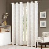 RT Designers Collection Brighton Foil Jacquard Polyester Grommet 2 Pack Window Curtain Panel Set 36" x 84" White/Gold
