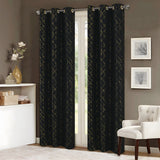 RT Designers Collection Soho Foil Jacquard Polyester Grommet 2 Pack Window Curtain Panel Set 36" x 84" Black